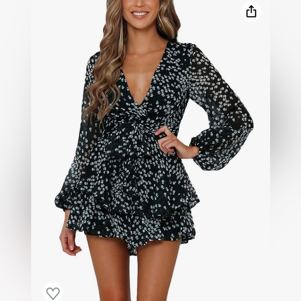 NEW Black and white flowy romper, XL